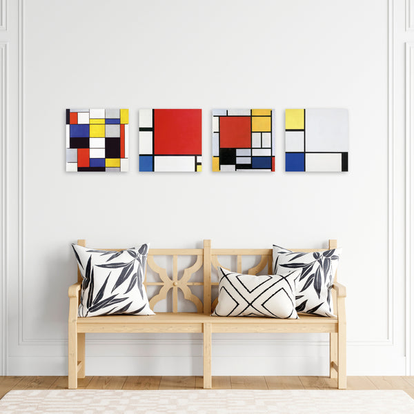 Quadri Stampa su Tela con Telaio in Legno 4 pezzi Piet Mondrian