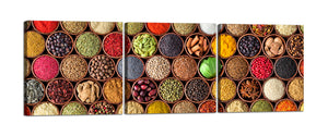 Quadri Stampa su Tela con Telaio in Legno 3 pezzi Spezie colorate per cucina