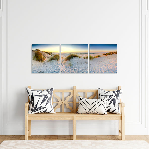 Quadri Stampa su Tela con Telaio in Legno 3 pezzi Spezie colorate per cucina Tramonto sulla sabbia