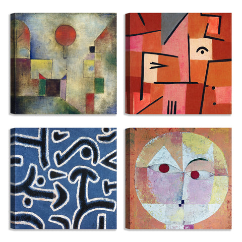 Quadri Stampa su Tela con Telaio in Legno 4 pezzi Paul Klee