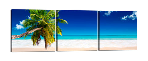 Quadri Stampa su Tela con Telaio in Legno 3 pezzi Spiaggia tropicale