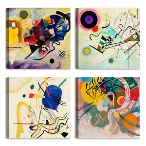 Quadri Stampa su Tela con Telaio in Legno 4 pezzi Wassily Kandinsky