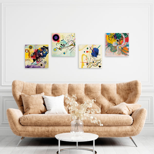Quadri Stampa su Tela con Telaio in Legno 4 pezzi Wassily Kandinsky
