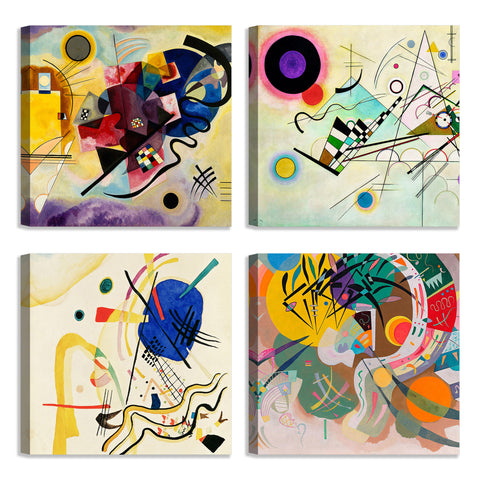Quadri Stampa su Tela con Telaio in Legno 4 pezzi Wassily Kandinsky