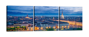 Quadri Stampa su Tela con Telaio in Legno 3 pezzi Panorama Torino