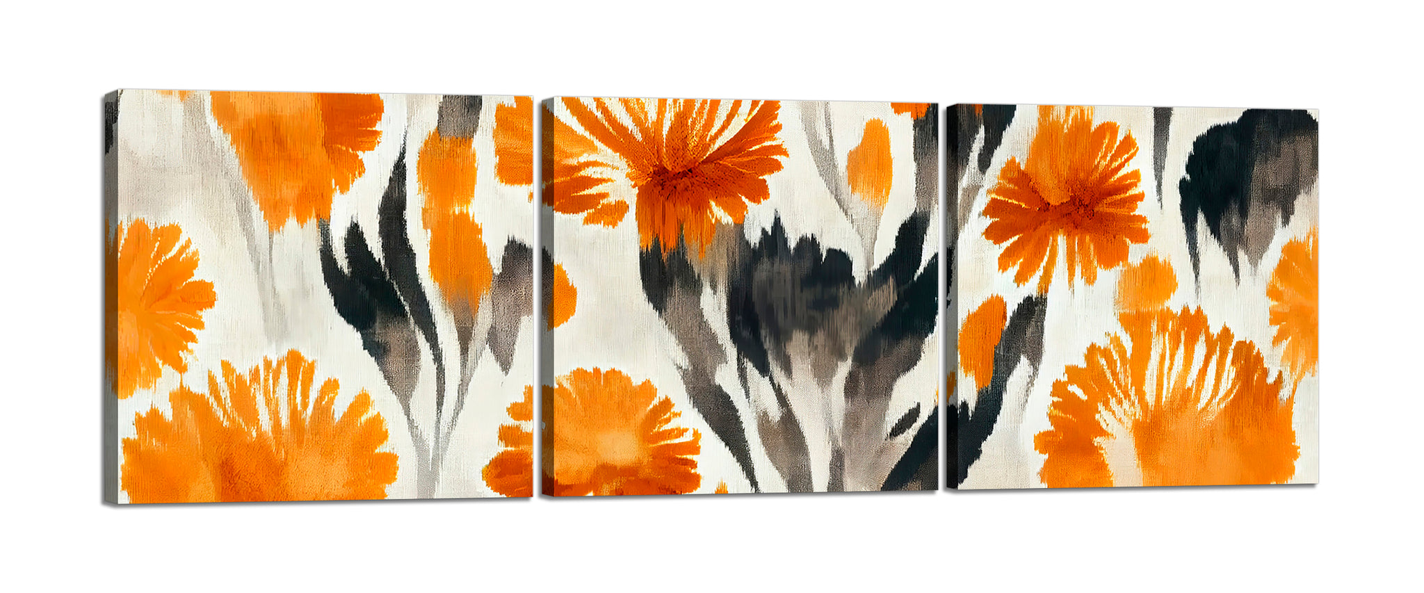 Quadri Stampa su Tela con Telaio in Legno 3 pezzi Fiori astratti colorati