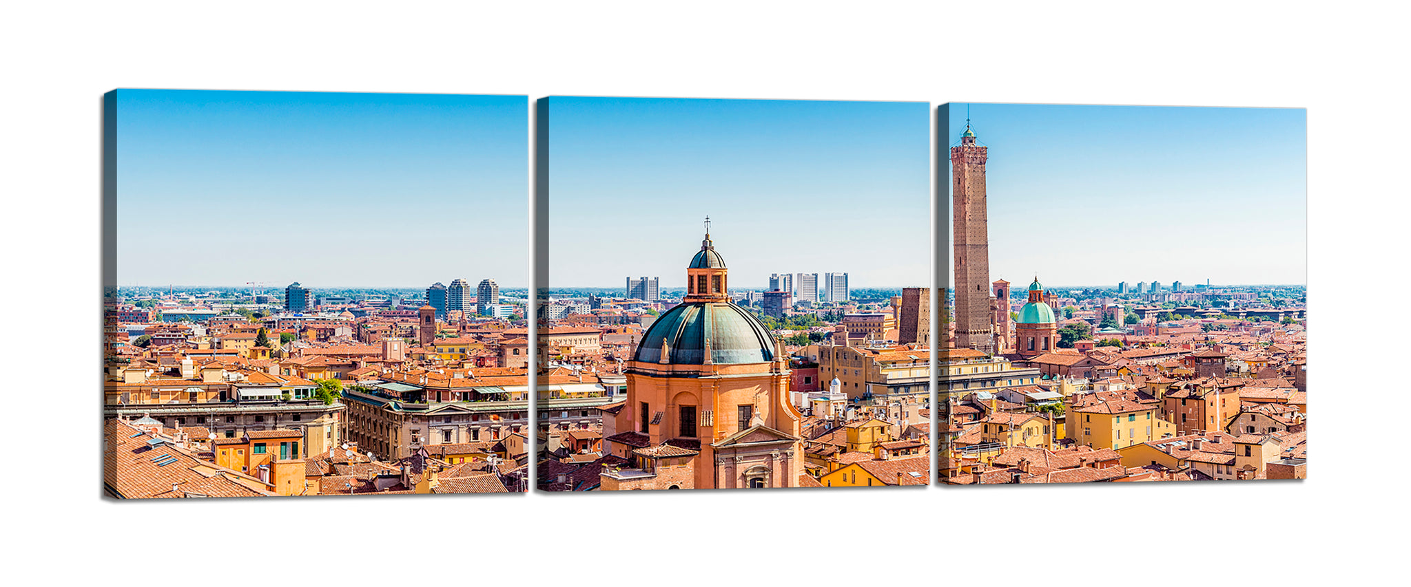 Quadri Stampa su Tela con Telaio in Legno 3 pezzi Panorama Bologna