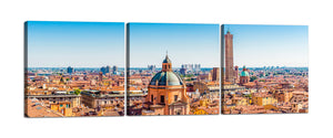Quadri Stampa su Tela con Telaio in Legno 3 pezzi Panorama Bologna