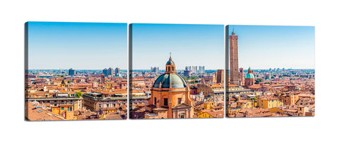 Quadri Stampa su Tela con Telaio in Legno 3 pezzi Panorama Bologna