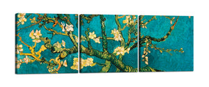 Quadri Stampa su Tela con Telaio in Legno 3 pezzi Van Gogh Mandorlo in fiore