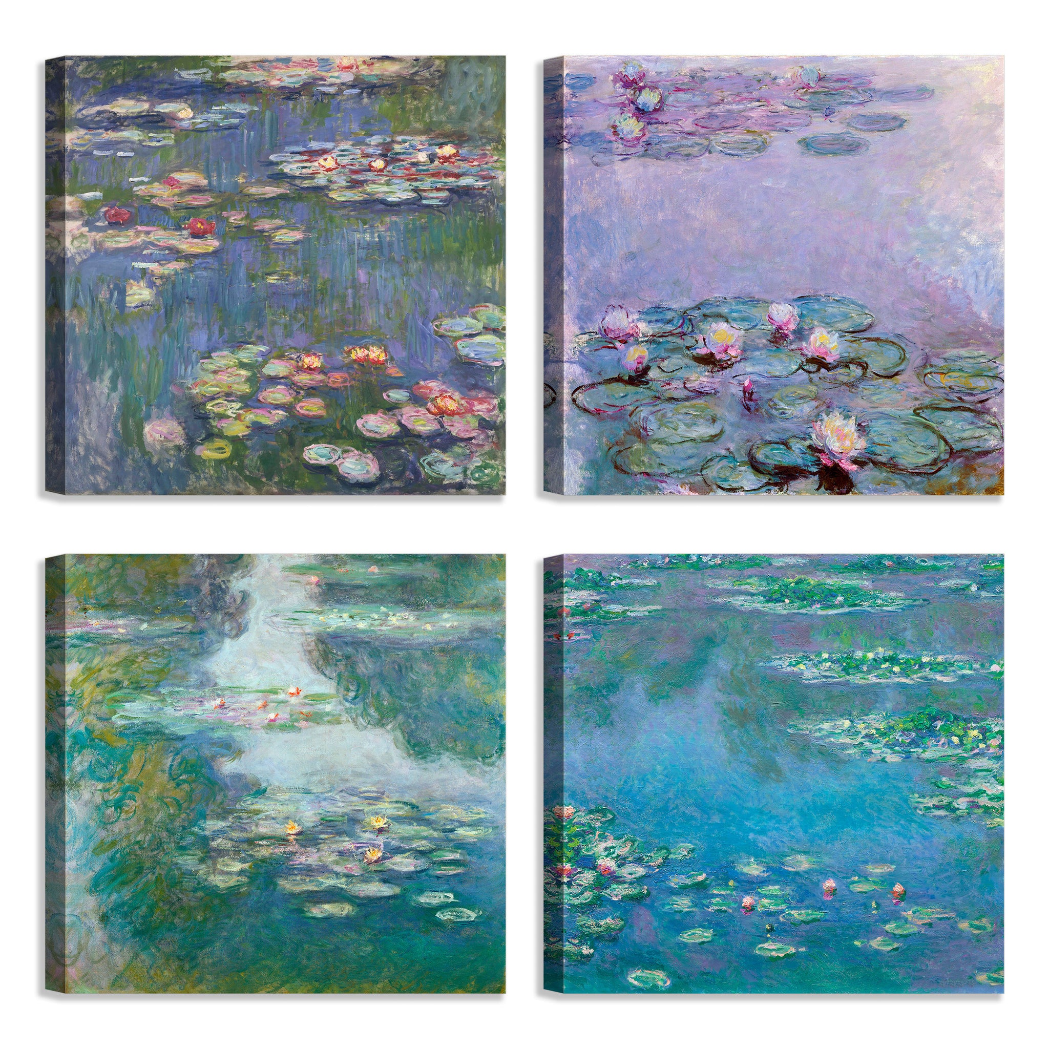 Quadri Stampa su Tela con Telaio in Legno 4 pezzi Claude Monet