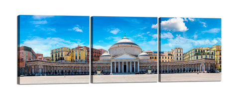 Quadri Stampa su Tela con Telaio in Legno 3 pezzi Napoli Piazza del Plebiscito
