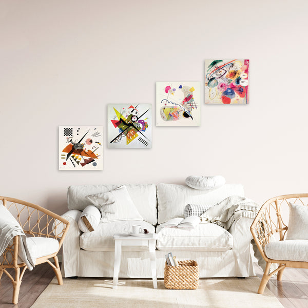 Quadri Stampa su Tela con Telaio in Legno 4 pezzi Wassily Kandinsky