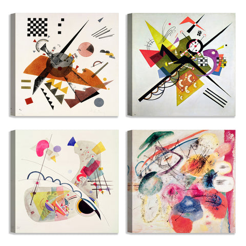 Quadri Stampa su Tela con Telaio in Legno 4 pezzi Wassily Kandinsky