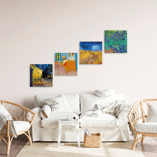 Quadri Stampa su Tela con Telaio in Legno 4 pezzi Vincent Van Gogh