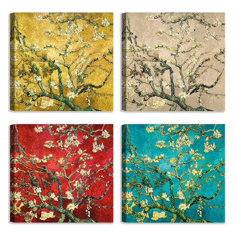 Quadri Stampa su Tela con Telaio in Legno 4 pezzi Vincent Van Gogh