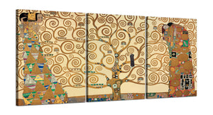 Quadri Stampa su Tela con Telaio in Legno 3 pezzi Giardino Gustav Klimt L'albero della vita