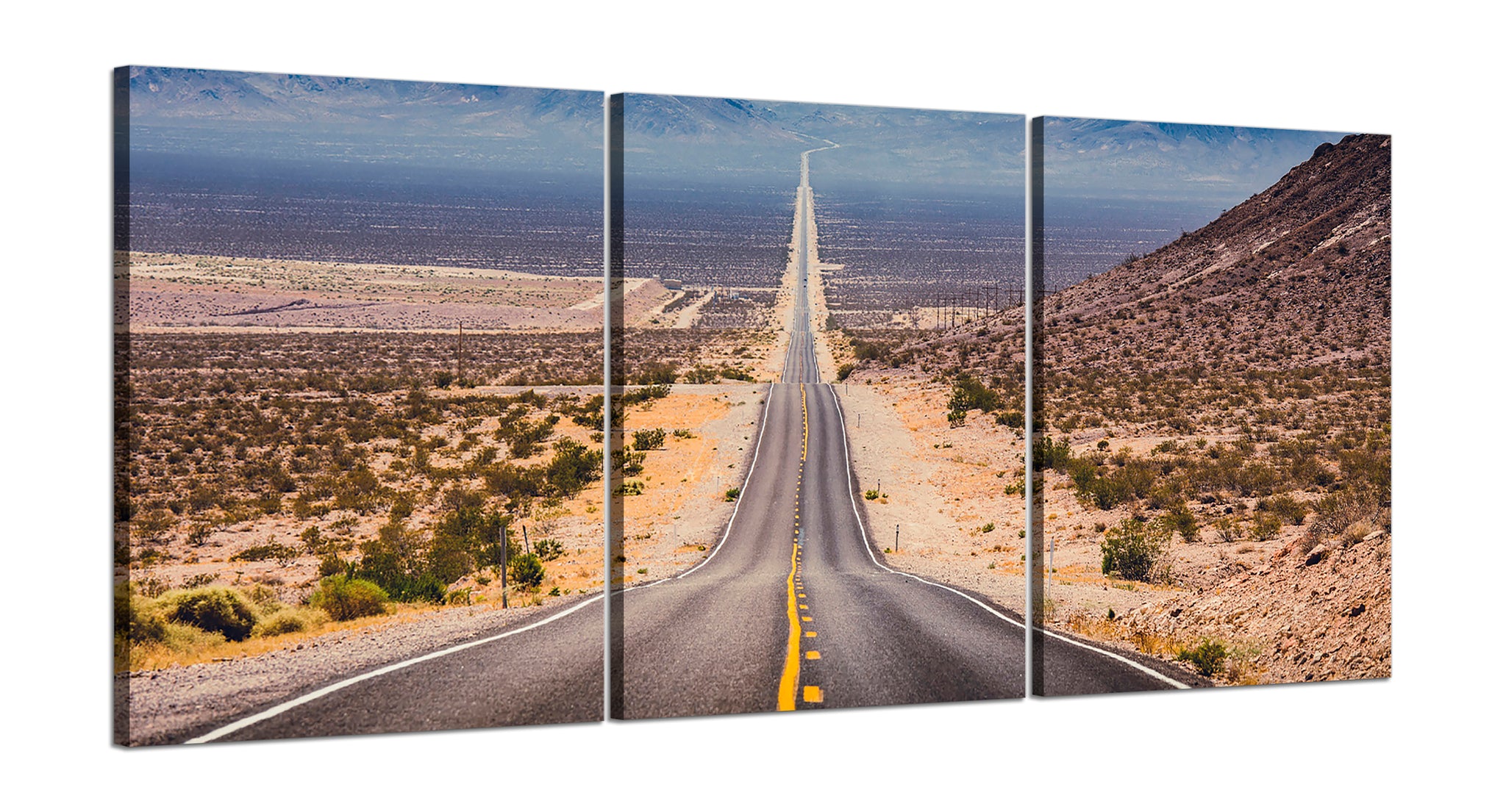 Quadri Stampa su Tela con Telaio in Legno 3 pezzi Route 66 America
