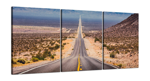 Quadri Stampa su Tela con Telaio in Legno 3 pezzi Route 66 America
