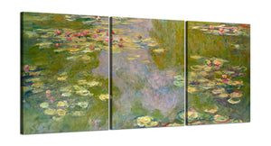 Quadri Stampa su Tela con Telaio in Legno 3 pezzi Claude Monet Ninfee