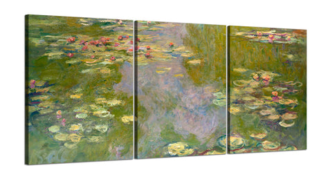 Quadri Stampa su Tela con Telaio in Legno 3 pezzi Claude Monet Ninfee