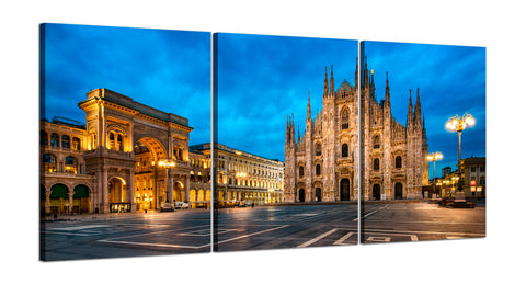 Quadri Stampa su Tela con Telaio in Legno 3 pezzi Duomo di Milano