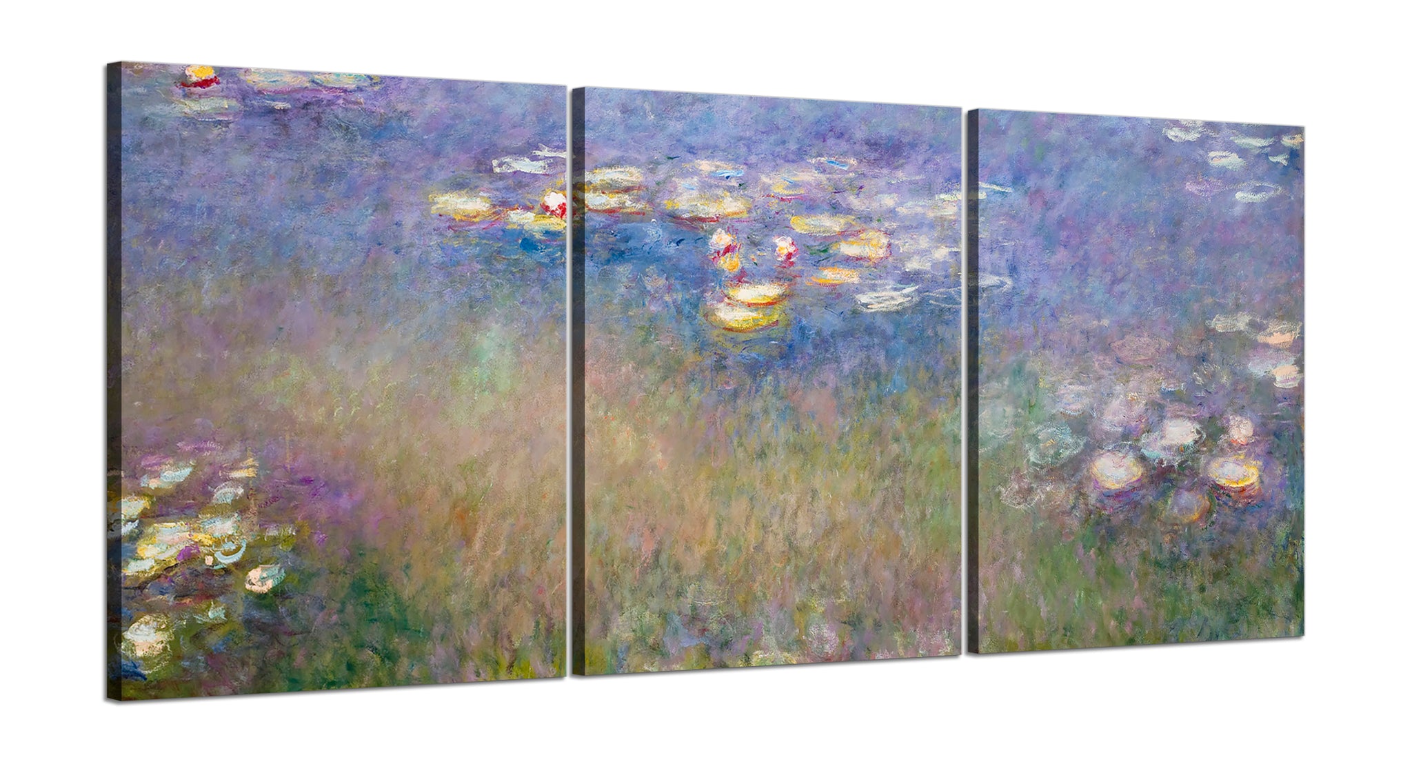 Quadri Stampa su Tela con Telaio in Legno 3 pezzi Claude Monet Ninfee