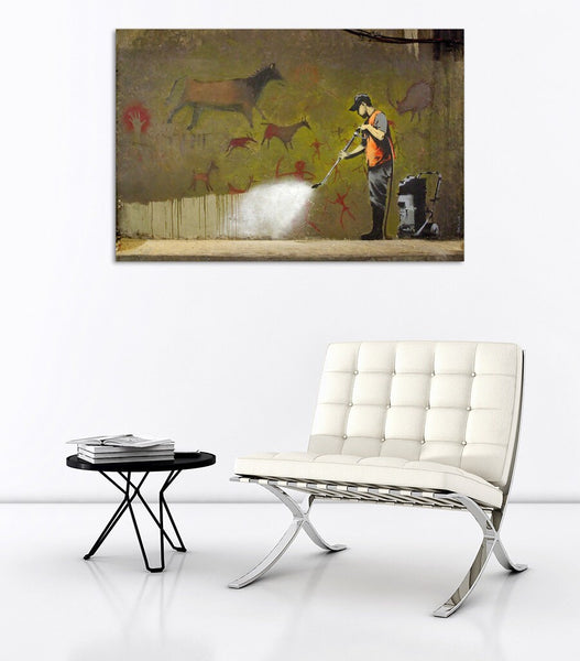 Banksy Street Art - Canvas Wall Art Framed Print - Various Sizes