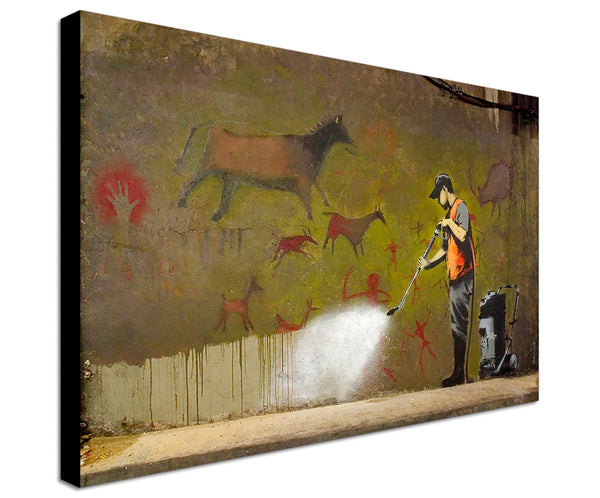 Banksy Street Art - Canvas Wall Art Framed Print - Various Sizes