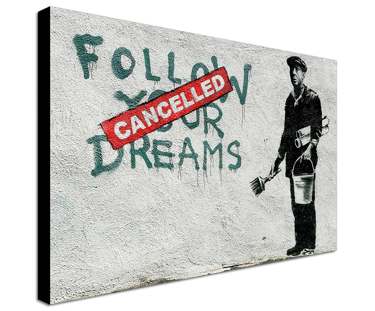 Banksy Street Art - Canvas Wall Art Framed Print - Various Sizes