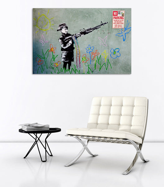 Banksy Street Art - Canvas Wall Art Framed Print - Various Sizes