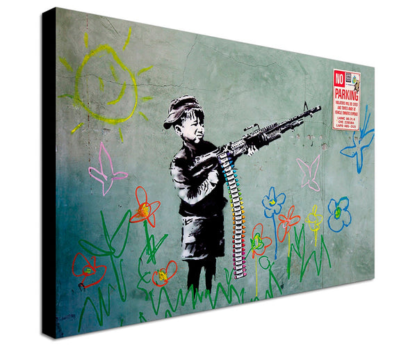 Banksy Street Art - Canvas Wall Art Framed Print - Various Sizes