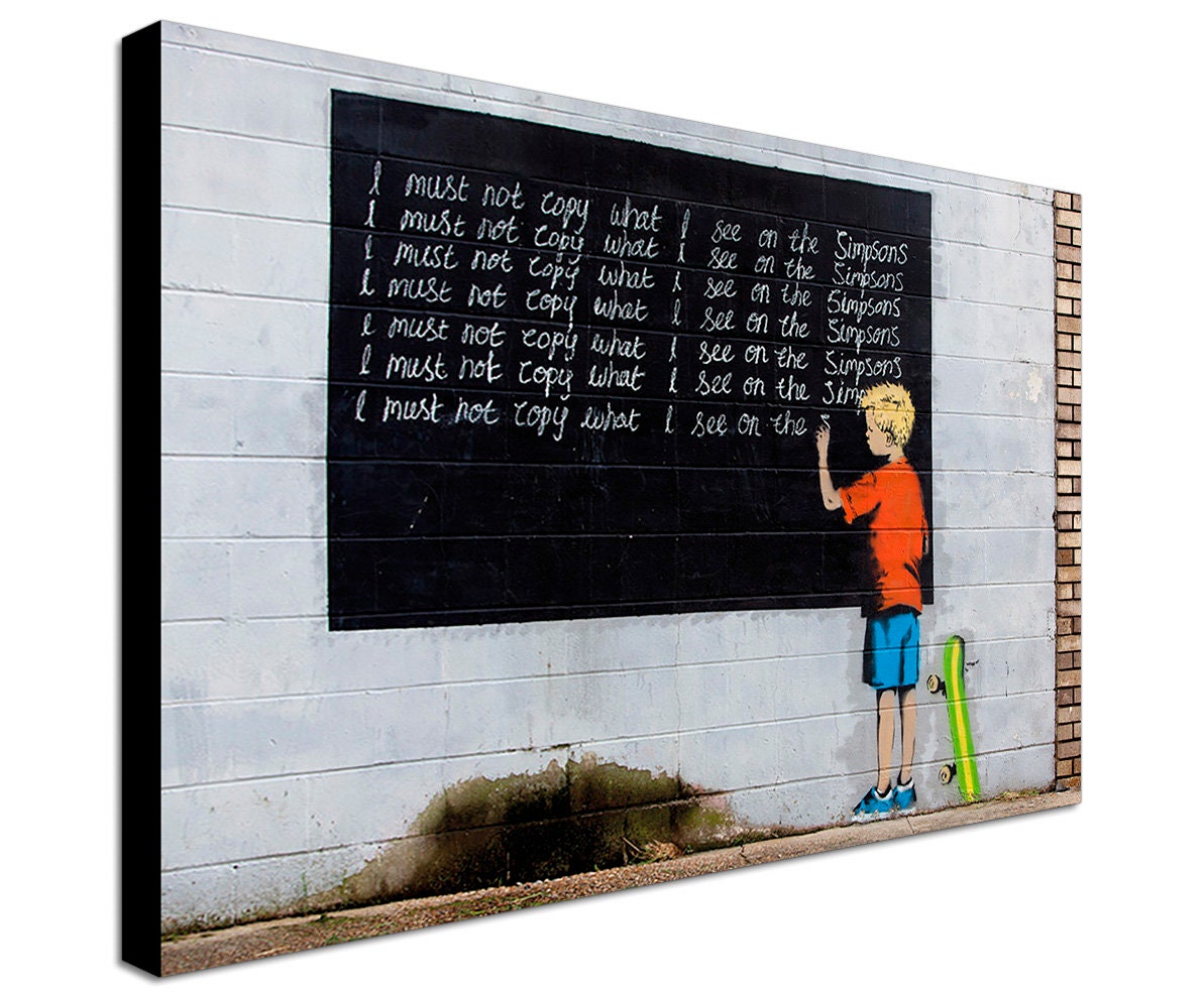 Banksy Street Art - Canvas Wall Art Framed Print - Various Sizes