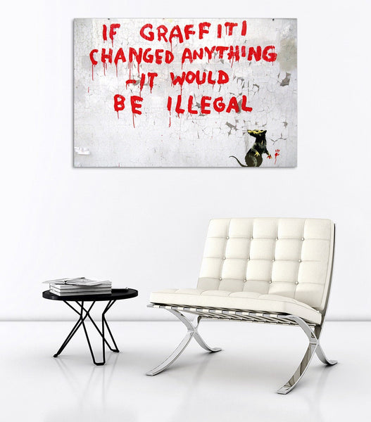 Banksy Street Art - Canvas Wall Art Framed Print - Various Sizes