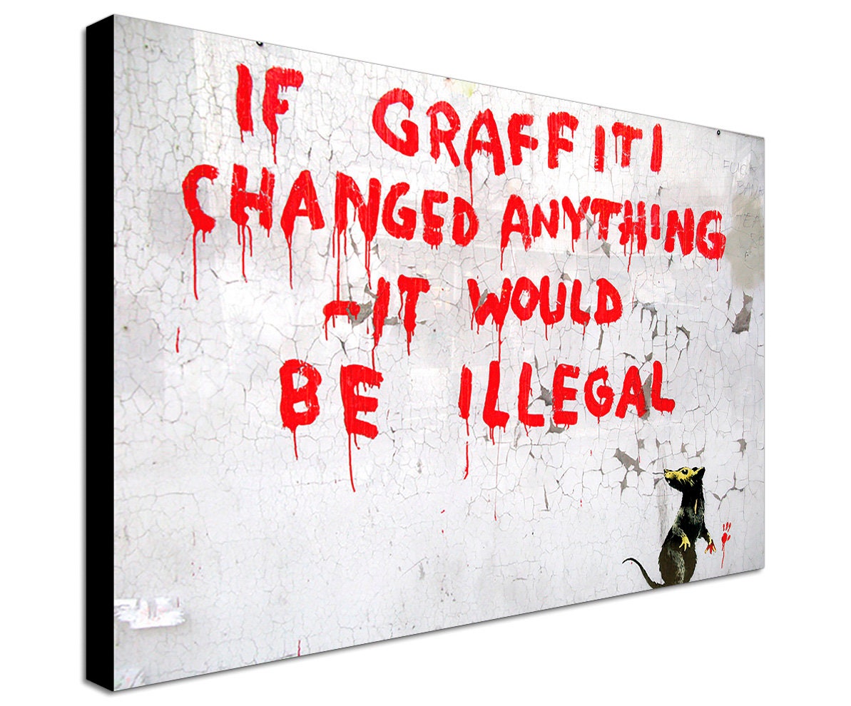 Banksy Street Art - Canvas Wall Art Framed Print - Various Sizes