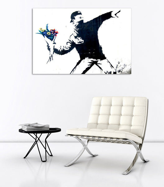 Banksy Street Art - Canvas Wall Art Framed Print - Various Sizes