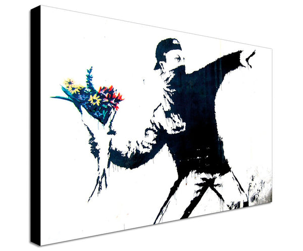 Banksy Street Art - Canvas Wall Art Framed Print - Various Sizes