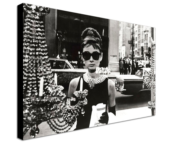 Audrey Hepburn - Breakfast at Tiffany's - Canvas Wall Art Framed Print - Various Sizes