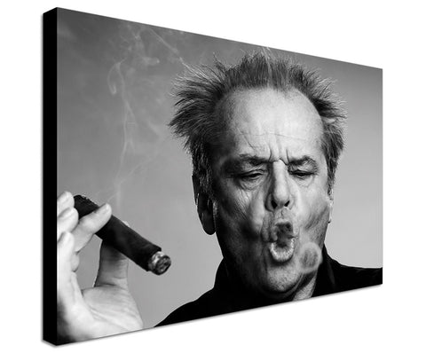 Jack Nicholson Smoking - Canvas Wall Art Framed Print - Various Sizes