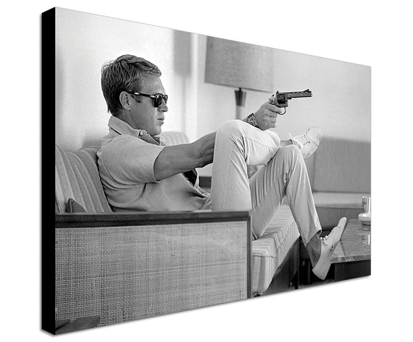 Steve Mcqueen - Gun - Canvas Wall Art Framed Print - Various Sizes