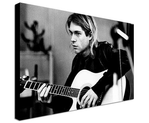 Kurt Cobain Smoking - Nirvana - Canvas Wall Art Framed Print - Various Sizes