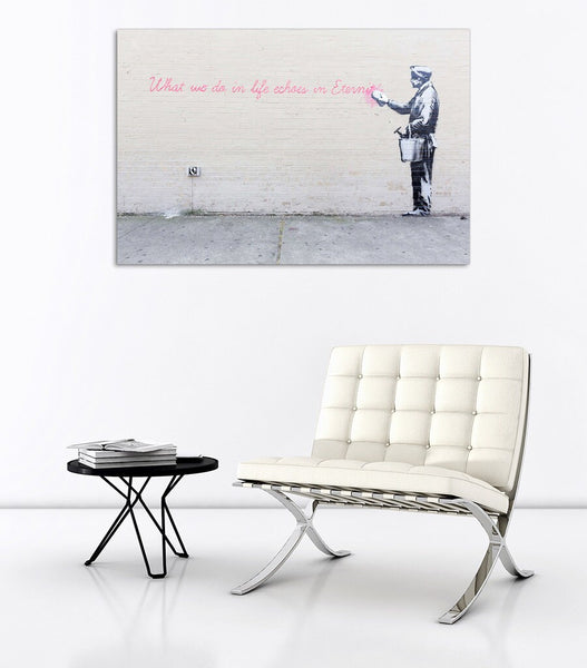 Banksy Street Art - Canvas Wall Art Framed Print - Various Sizes