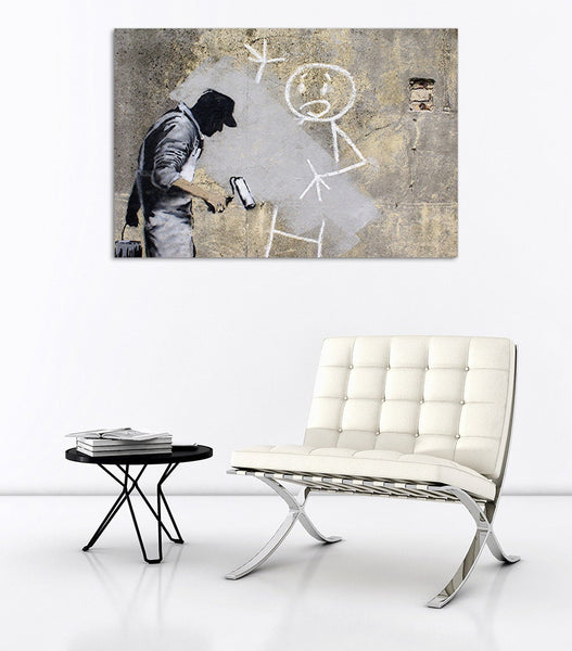 Banksy Street Art - Canvas Wall Art Framed Print - Various Sizes