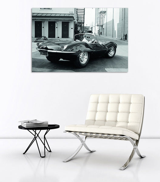 Steve McQueen - Jaguar XKSS - Canvas Wall Art Framed Print - Various Sizes