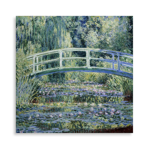 Quadro Stampa su Tela con Telaio in Legno Claude Monet - Water Lilies and Japanese Bridge