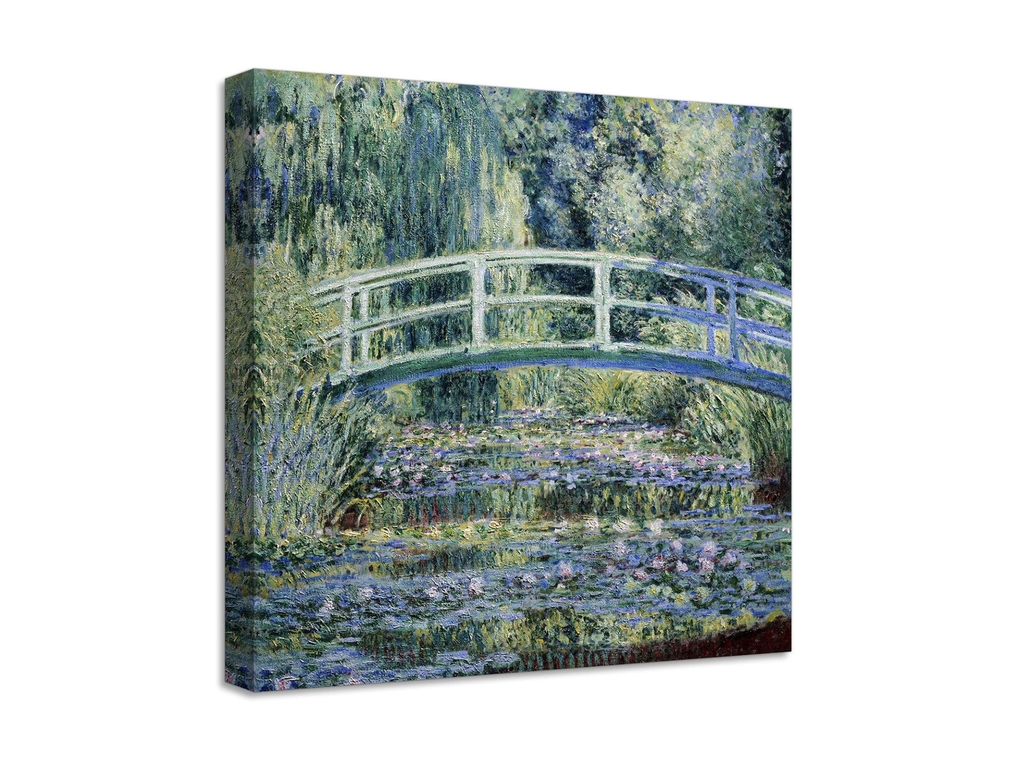 Quadro Stampa su Tela con Telaio in Legno Claude Monet - Water Lilies and Japanese Bridge