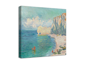 Quadro Stampa su Tela con Telaio in Legno Claude Monet - The Beach and the Falaise d’Amont