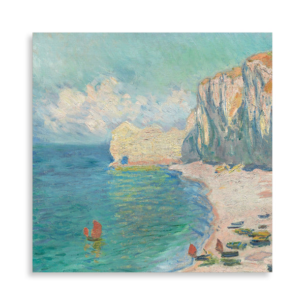 Quadro Stampa su Tela con Telaio in Legno Claude Monet - The Beach and the Falaise d’Amont