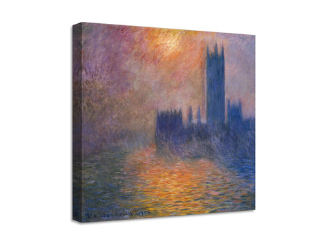 Quadro Stampa su Tela con Telaio in Legno Claude Monet - The Houses of Parliament, Sunset