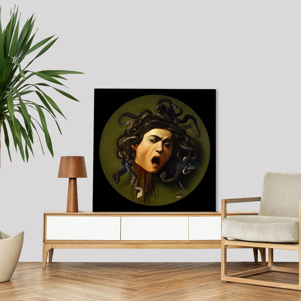 Quadro Stampa su Tela con Telaio in Legno Caravaggio - Medusa